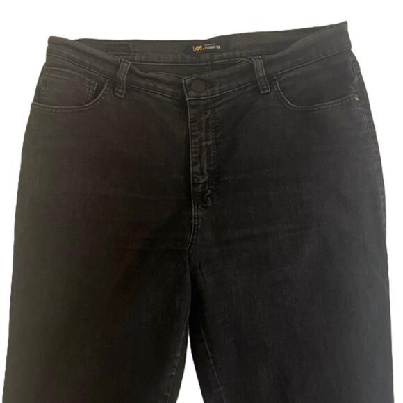 Women’s Lee Relaxed Fit Straight Leg High Rise Black Jeans Size 12 Large - Picture 3 of 6